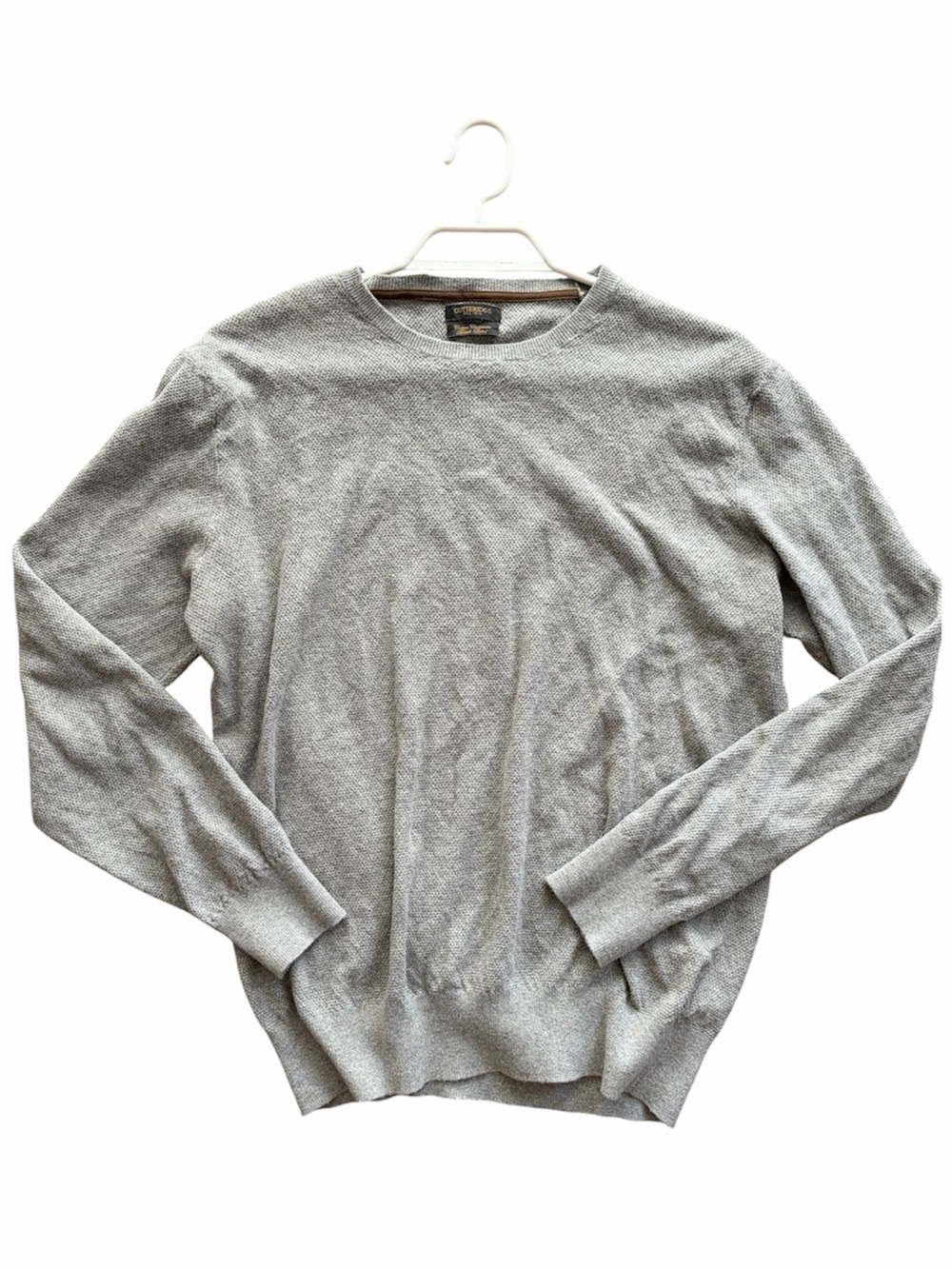 Gutteridge Black Label Cotton Cashmere Knit Pullover Sweater Grey Crewneck Basic